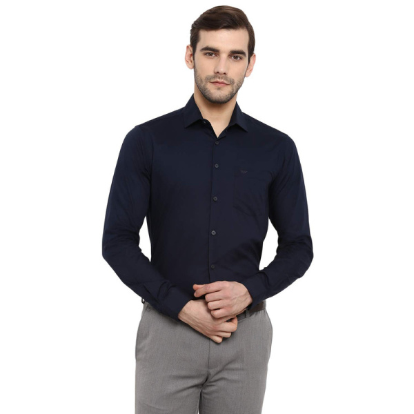 Formal Simple Blue Cotton Shirt