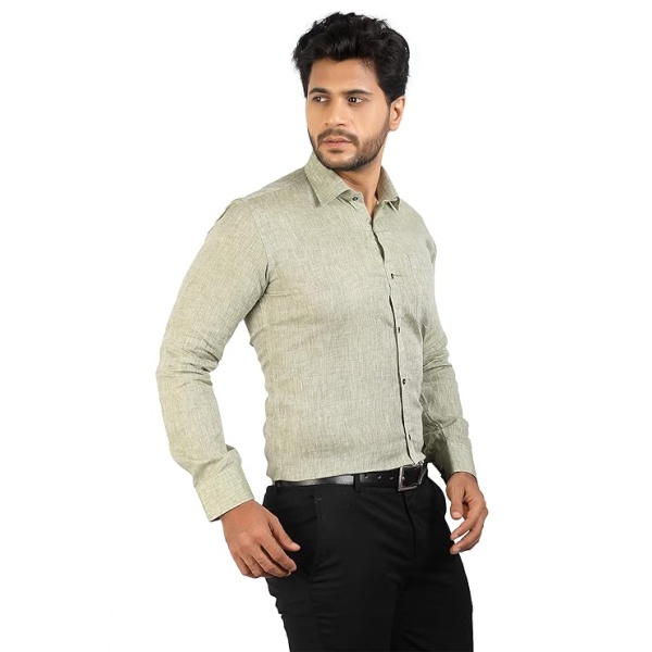 Formal Office Wear Dark Green (Plain) Shirt for Mens