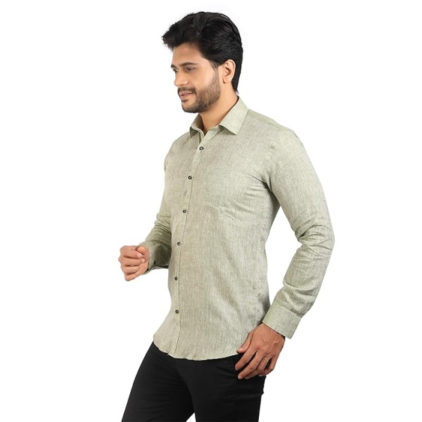 Formal Office Wear Dark Green (Plain) Shirt for Mens - Image 4