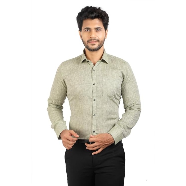 Formal Office Wear Dark Green (Plain) Shirt for Mens - Image 3
