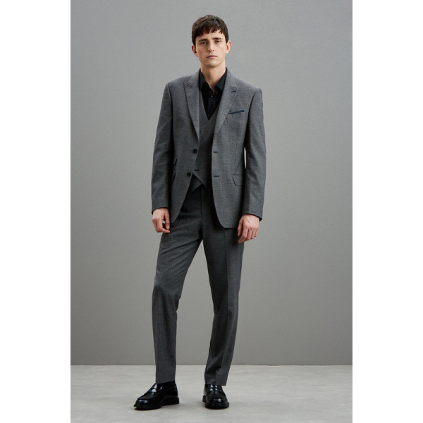 Tailored Fit Grey Grindle Waistcoat - Image 2