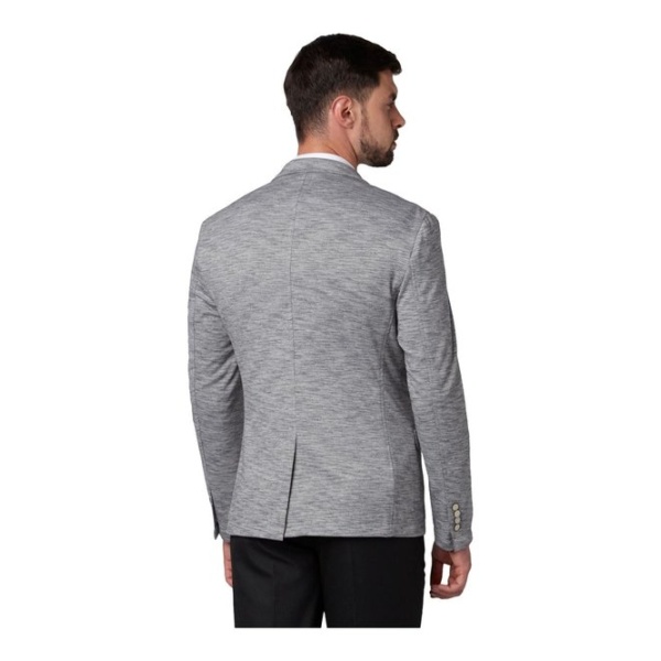Men Grey Slim Fit Single-Breasted Casual Blazer - Image 3