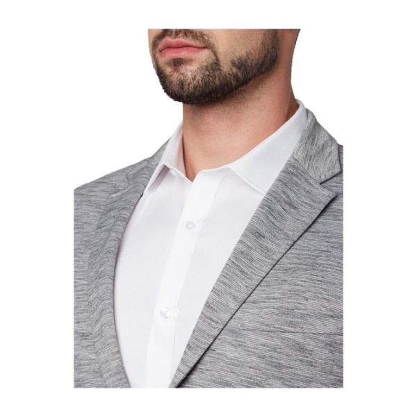 Men Grey Slim Fit Single-Breasted Casual Blazer - Image 4