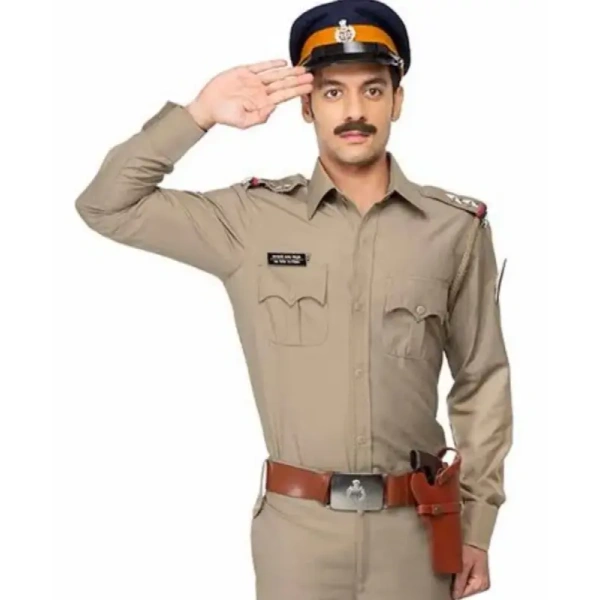 Men Khaki Full Sleeves Police Uniform