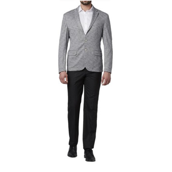 Men Grey Slim Fit Single-Breasted Casual Blazer