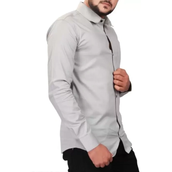 Formal Simple Silver Cotton Shirt