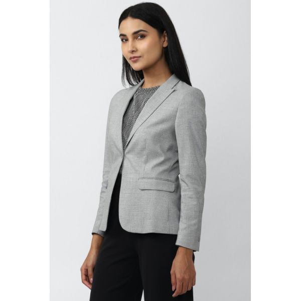 Women Design Single Breasted Formal Blazer (Grey) - Image 2