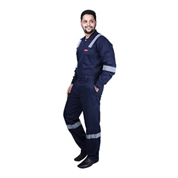 Men's Cotton Industrial Boiler Suit Work WEAR Coverall with Reflective Tape