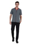 Light Charcoal Grey Shirt with Red Trim