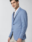 Men Self Design Single Breasted Formal Blazer  (Blue)